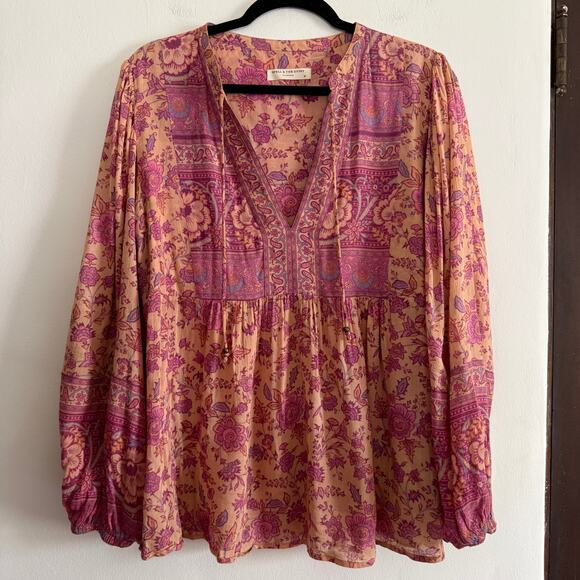 Spell Tops - SPELL Folk Song Boho Blouse Pink and Peach Spell & The Gypsy Collective Medium
